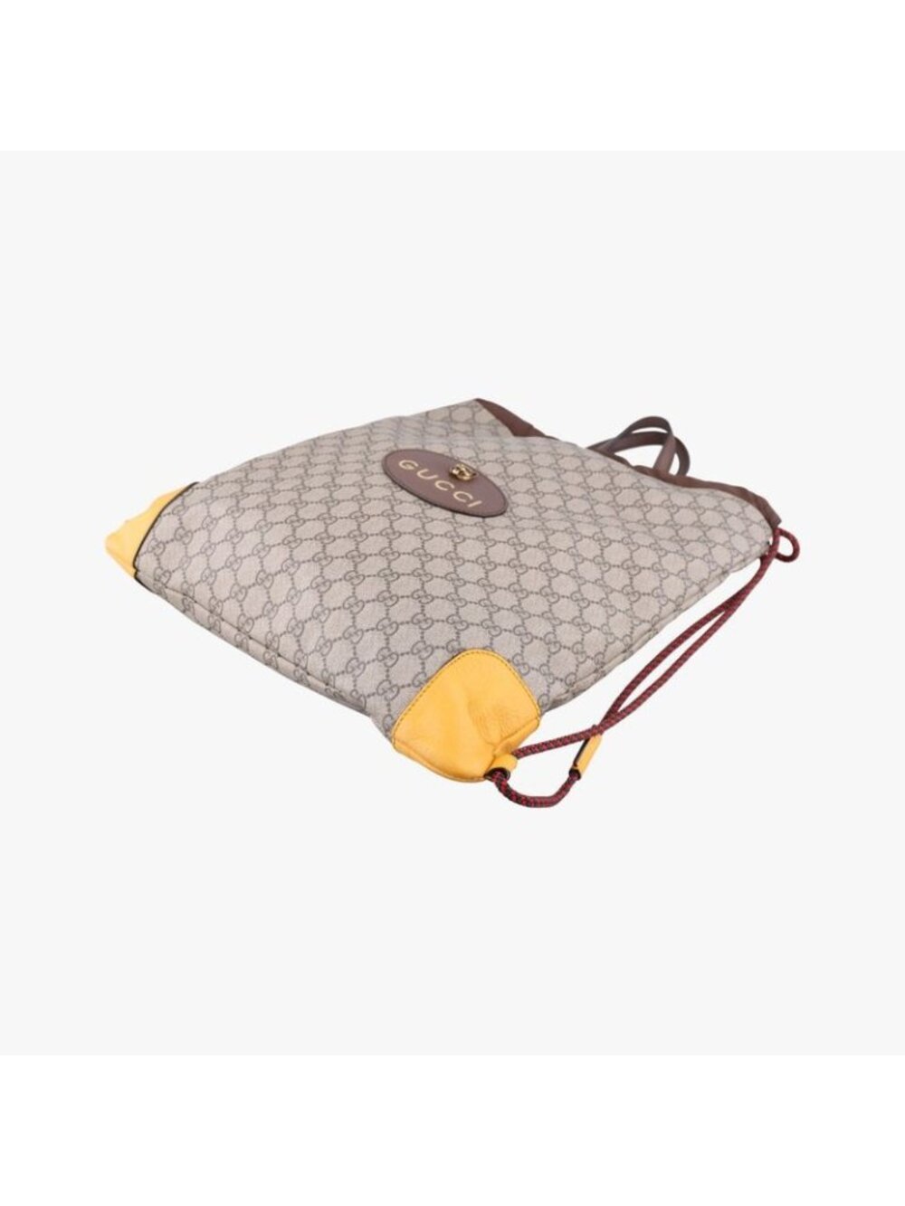 ★SOLD★ Gucci GG Supreme Drawstring Beige Yellow Canvas Leather Tote - Picture 4 of 15